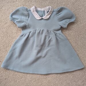 Janie and Jack Textured Blue Dress with White Collar